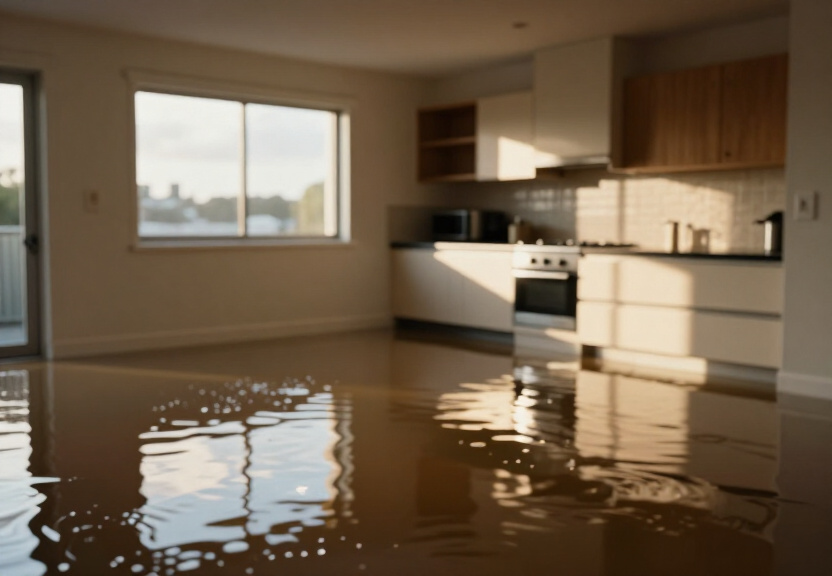 Flooded basement in Hillsdale before drying